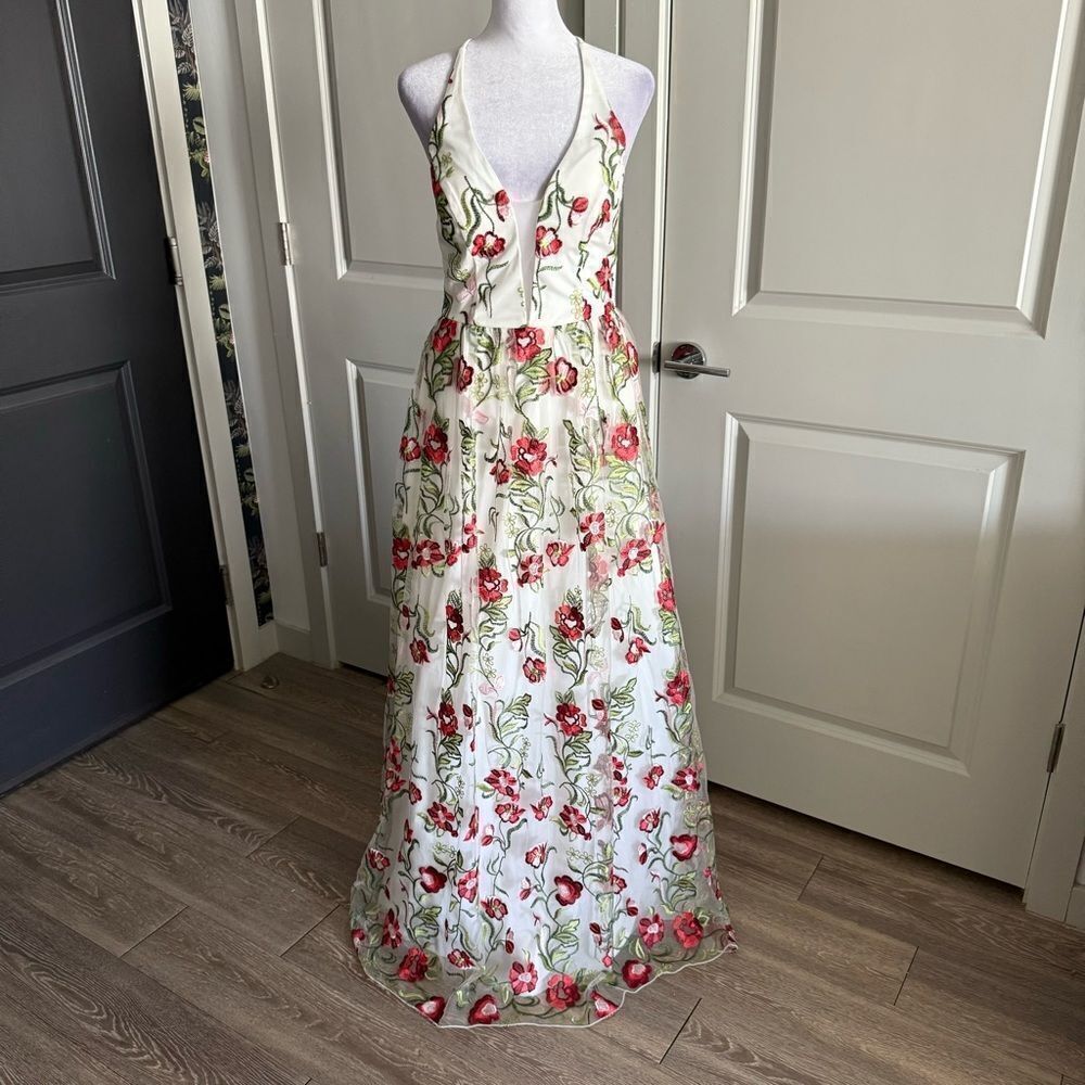 City Studio Floral Maxi Dress - White and Red